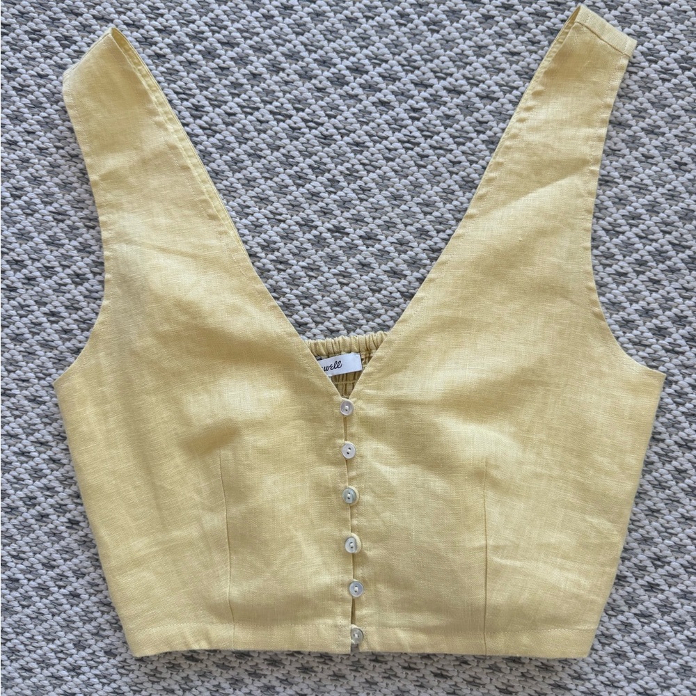 NWT• Madewell • Linen Gwen Crop Vest Top • Sz 0